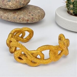 18k Gold Plated Chunky Coiled Snake Cuff Bracelet